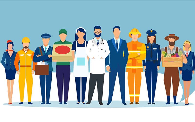 Vector of a diverse group of people of different professions and occupations